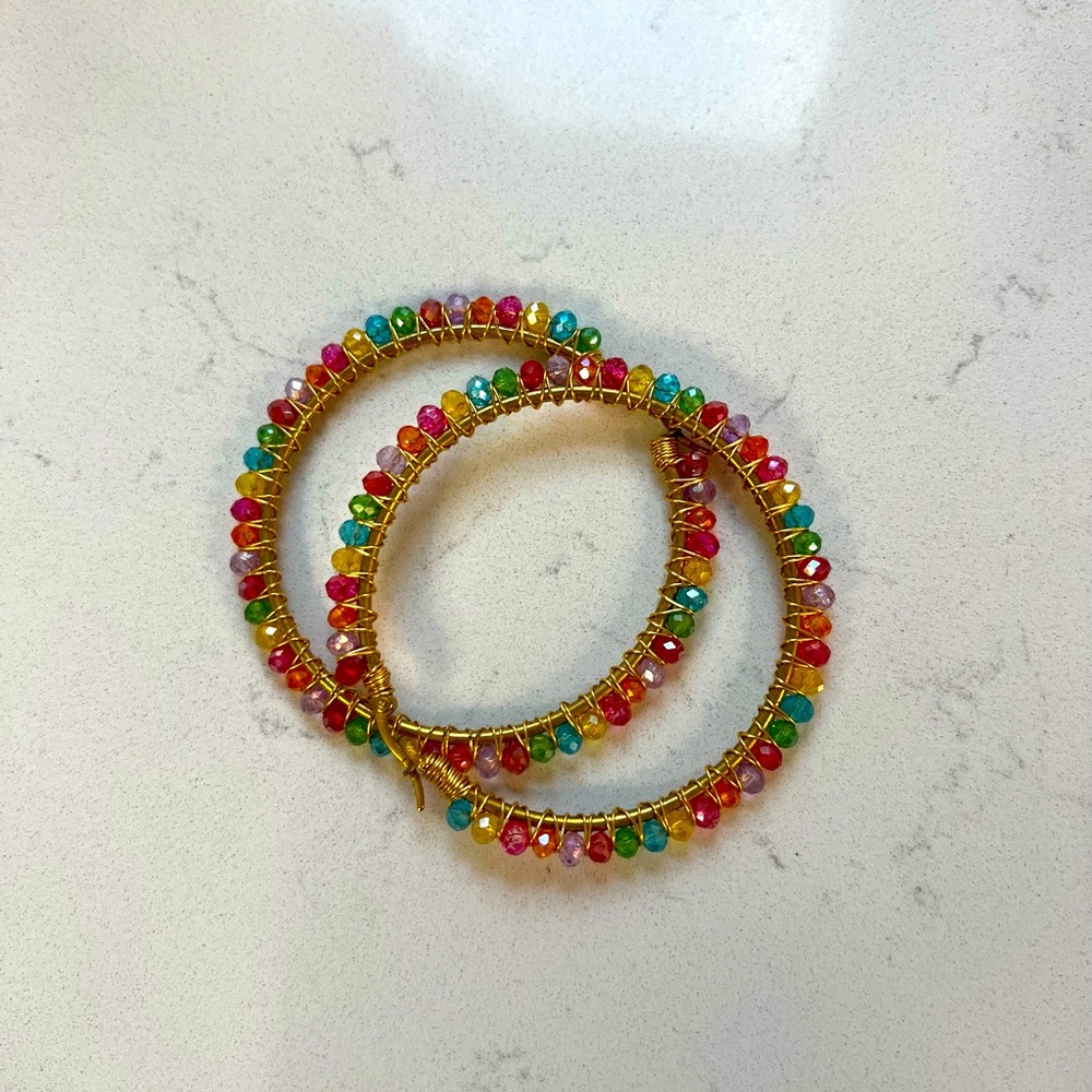 Colorful Beaded Hoop Earrings